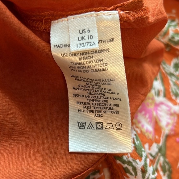 Free People Flowy Orange Floral Print Cotton Lined mini Skirt Size 6 - Picture 6 of 11
